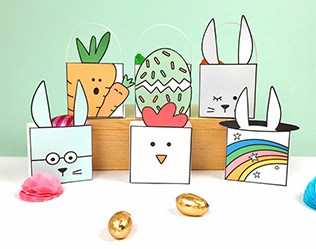 Easter Favor Boxes Treat Boxes Bunny and Chick Set of 8 