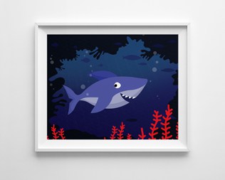 CUTE FREE PRINTABLE SHARK ART PRINT