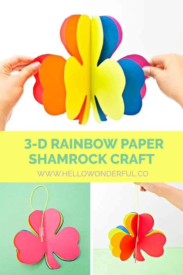 3D Rainbow Paper Shamrock Craft for Kids