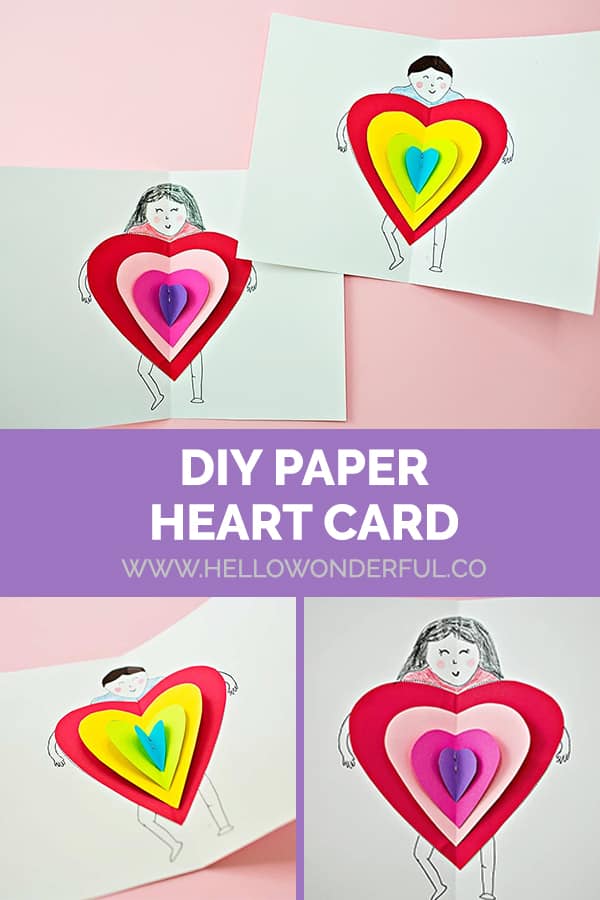 DIY Paper Heart Card Kids Valentine Craft