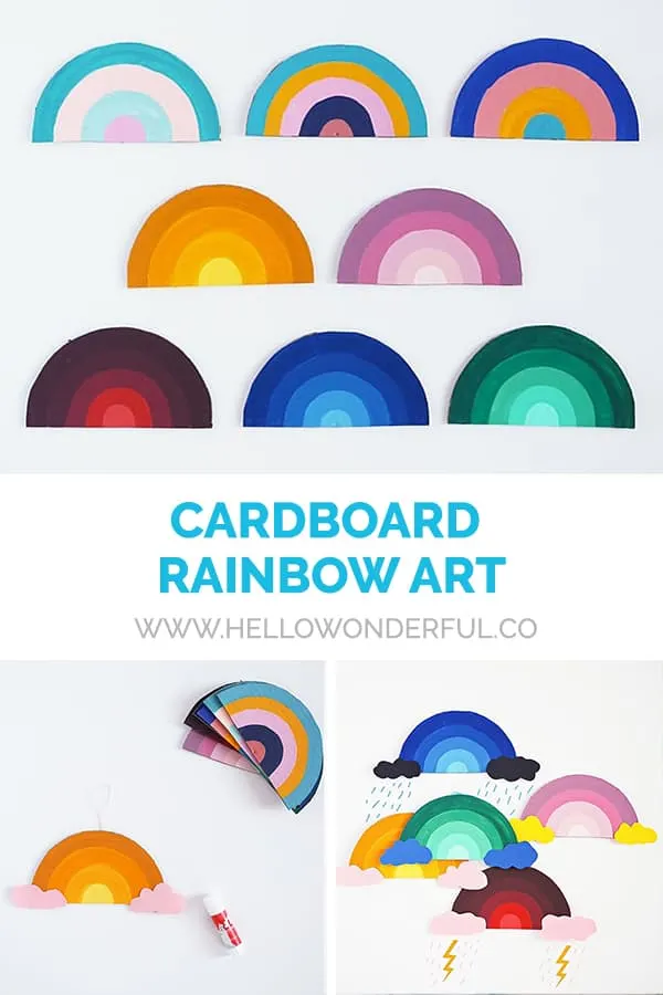 Make this simple cardboard rainbow art with kids