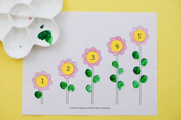 Turn color, number matching, counting and sequencing skills into a game with four fun flower activities for kids (with free printable template).