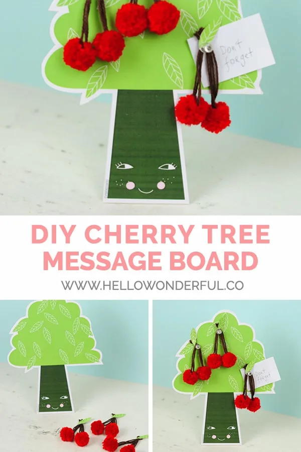 Create a DIY cherry tree message board with this cute free printable! 