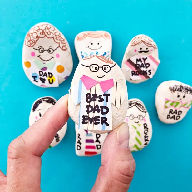 Make dad a whole family of personalized paperweight rocks for a fun Father's Day craft and useful gift!