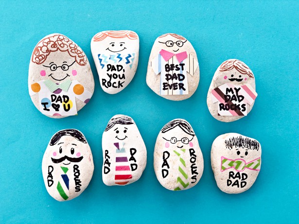 Make dad a whole family of personalized paperweight rocks for a fun Father's Day craft and useful gift with our my dad rocks craft!