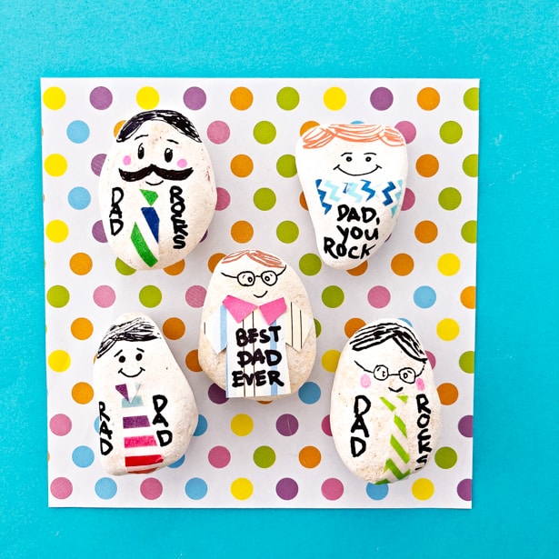 Make dad a whole family of personalized paperweight rocks for a fun Father's Day craft and useful gift!