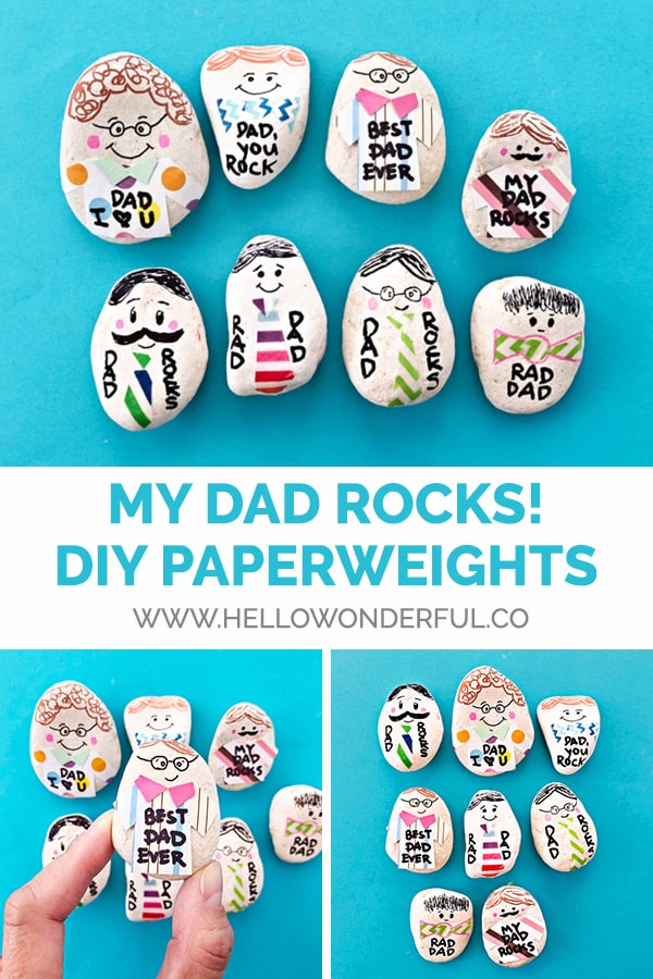 Make dad a personalized paperweight rock for a fun Father's Day craft and useful gift!