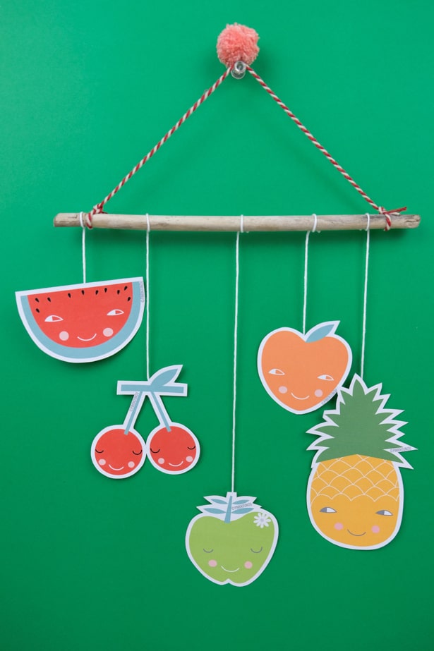 Create a simple and lovely fruit mobile with our free printable! 