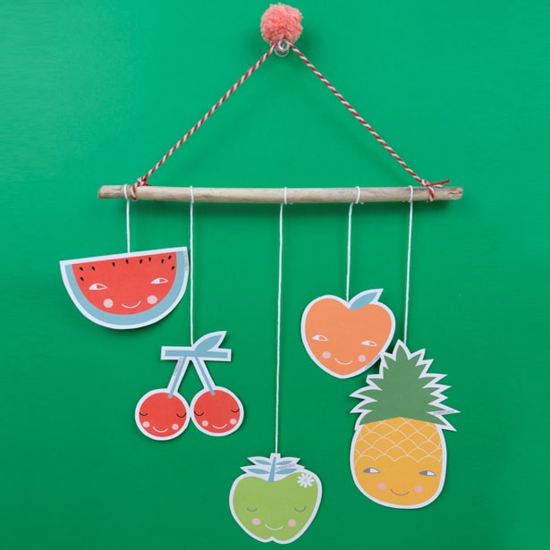 Create a simple and lovely fruit mobile with our free printable! 