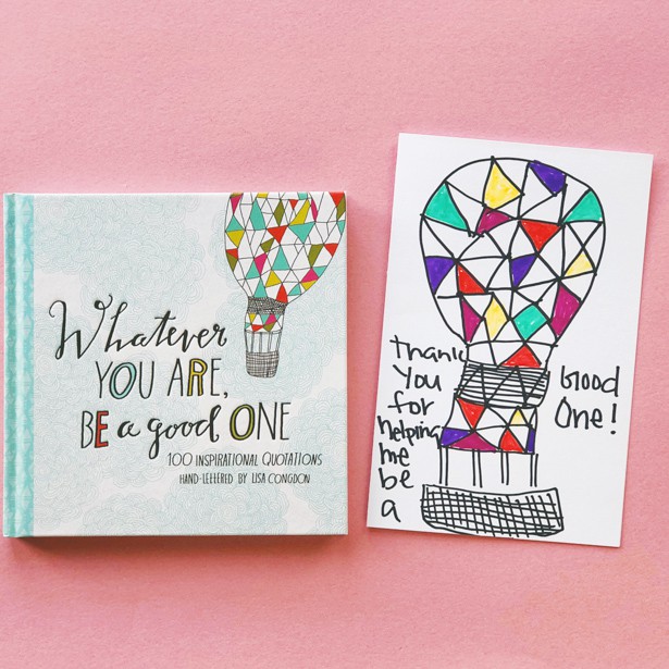 This cute homemade card and beautiful book of illustrated quotations makes the perfect teacher's gift!