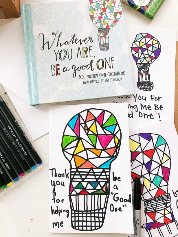 This cute homemade card and beautiful book of illustrated quotations makes the perfect teacher's gift!
