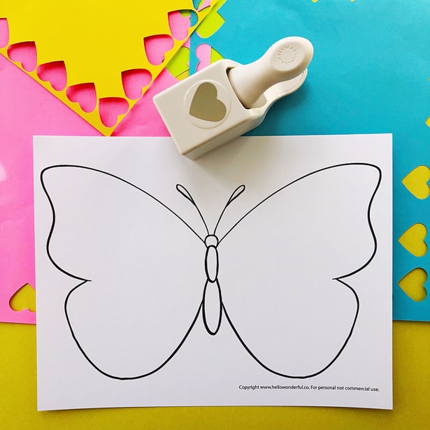 supplies needed for this BUTTERFLY PAPER HEART CRAFT