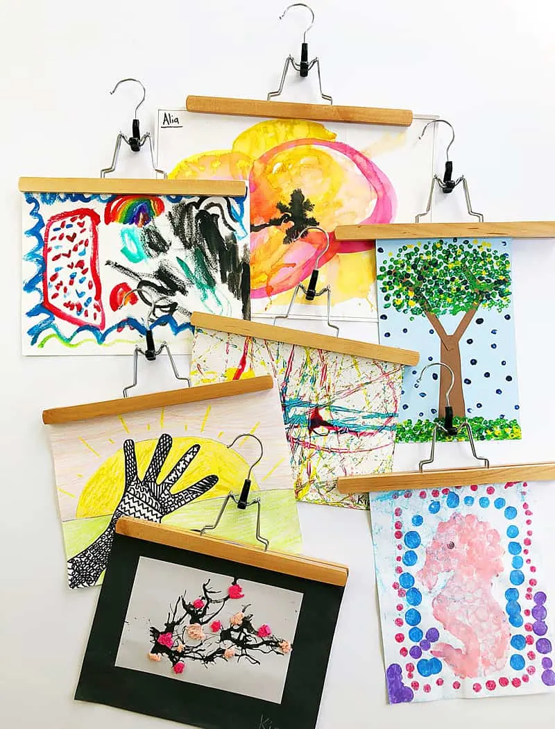 How to Creatively Display Your Kids' Art Using Hangers