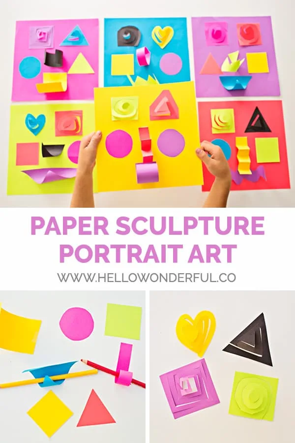 Make easy paper sculpture portraits - a fun art craft for kids! From hello, Wonderful