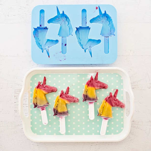 Make your own healthy and delicious rainbow unicorn fruit (and vegetable!) pops - a refreshing summer treat for kids!