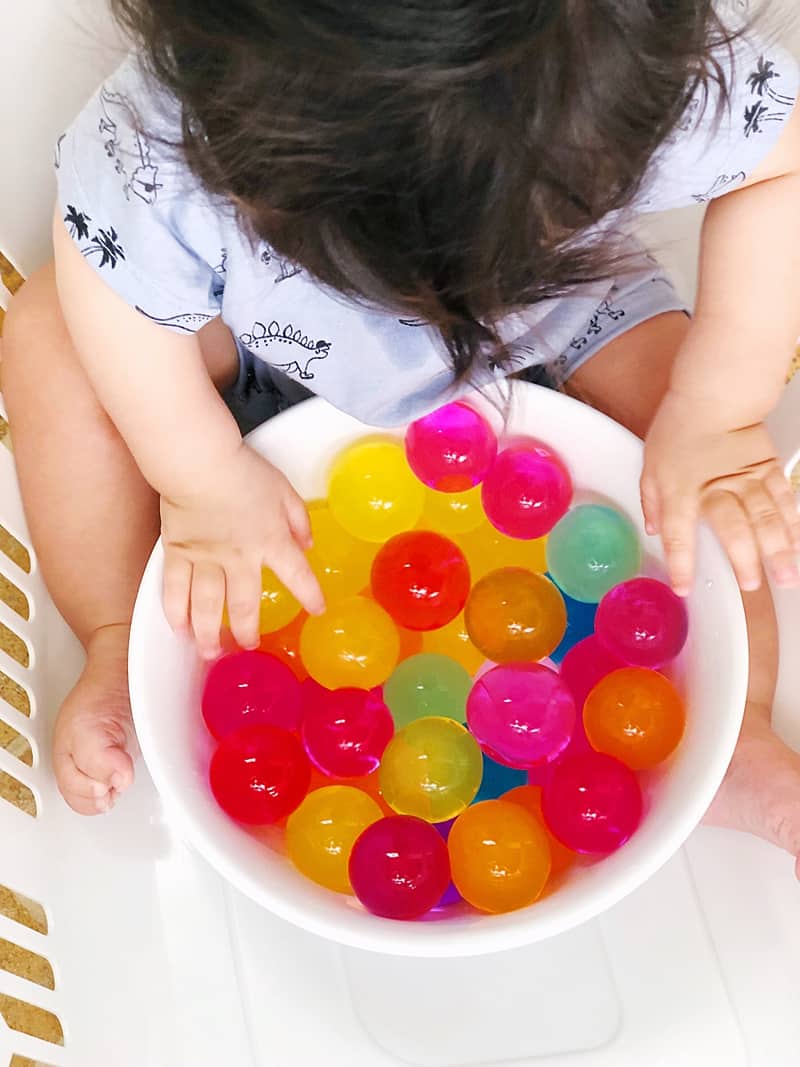 Kid Playing Orbeez Orbeez Balls Sensory Water Beads Stock Photo by