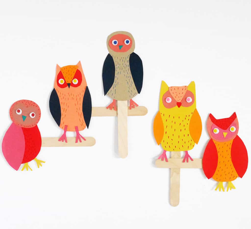 PAPER OWL STICK PUPPET CRAFT hello, Wonderful