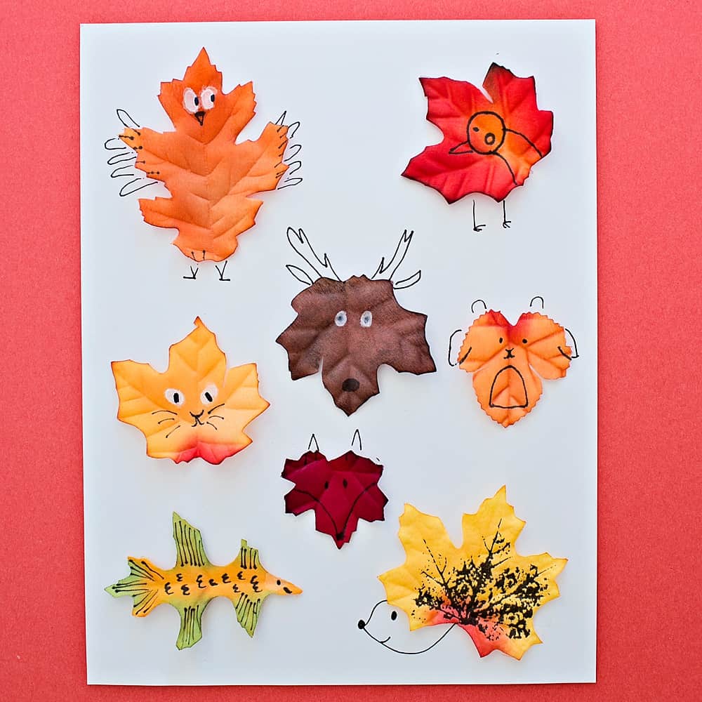 LEAF ANIMAL ART WITH TEMPLATE - Hello Wonderful