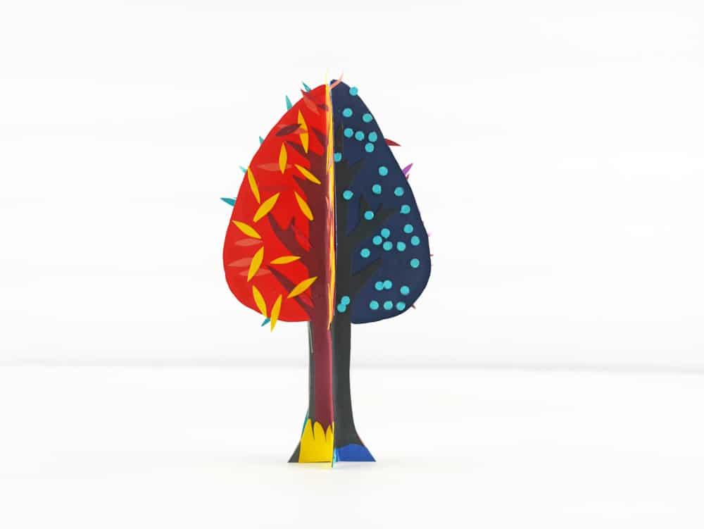 Teach kids the joy of seasonal changes while making some beauriful art with a simple and modern 4 seasons tree paper craft 