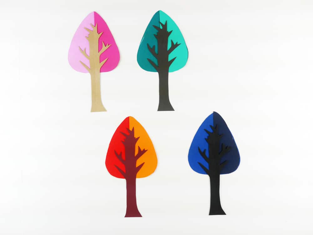 Teach kids the joy of seasonal changes while making some beauriful art with a simple and modern 4 seasons tree paper craft 