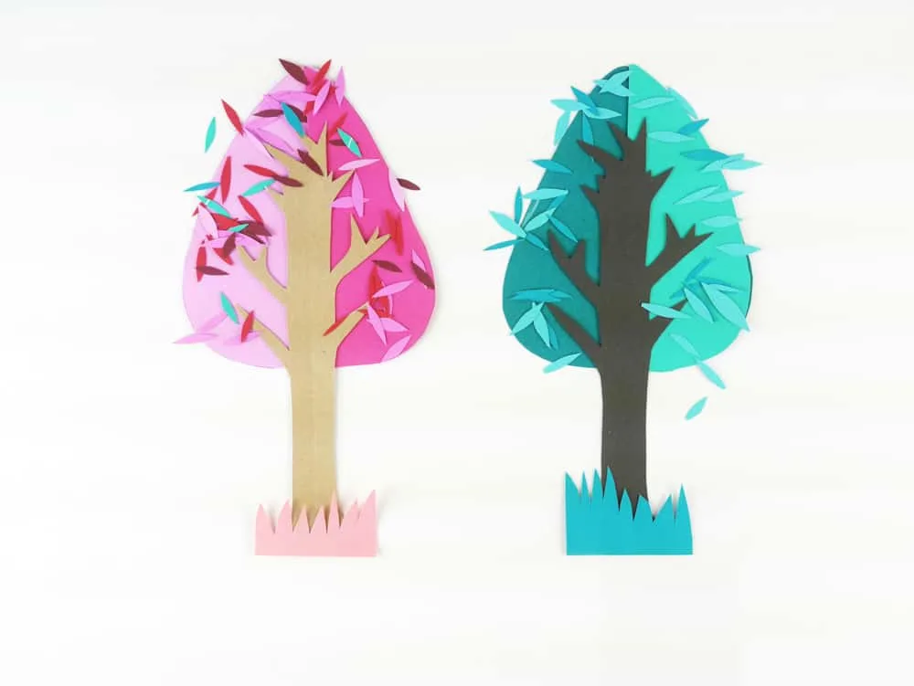 Teach kids the joy of seasonal changes while making some beauriful art with a simple and modern 4 seasons tree paper craft 