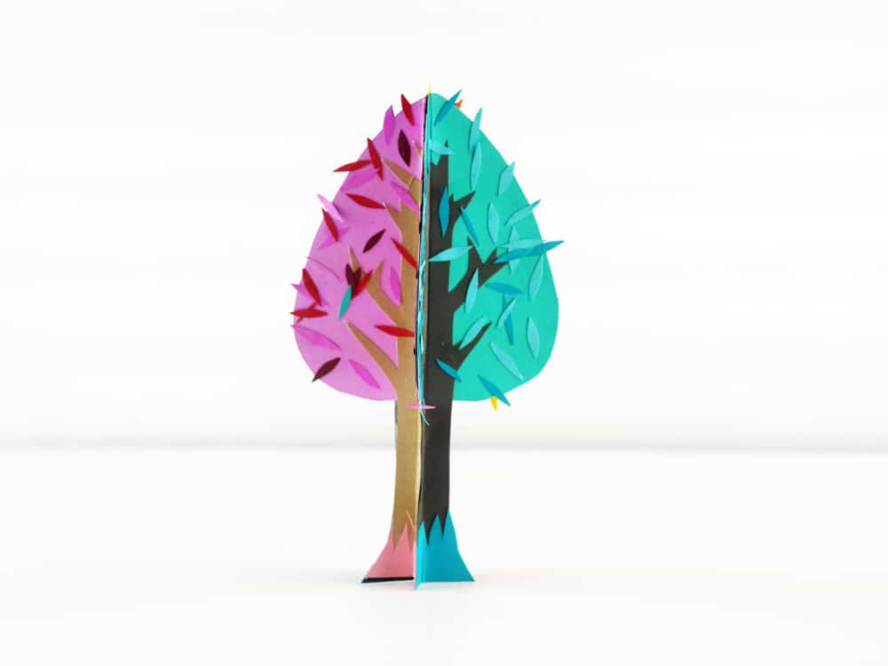 Teach kids the joy of seasonal changes while making some beauriful art with a simple and modern 4 seasons tree paper craft 