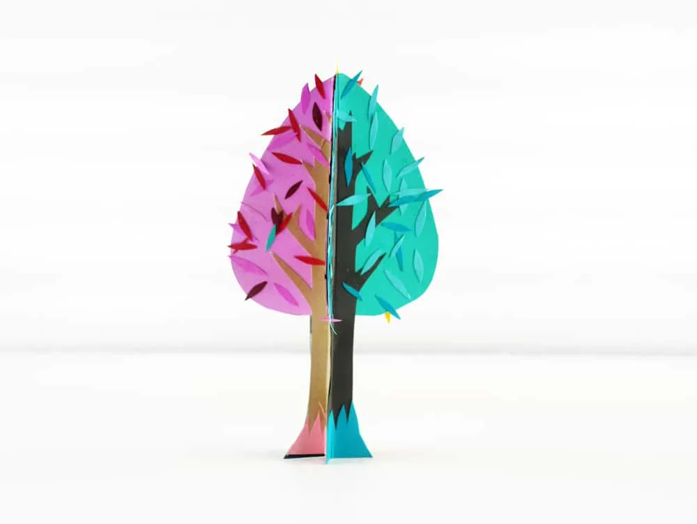 Teach kids the joy of seasonal changes while making some beauriful art with a simple and modern 4 seasons tree paper craft 