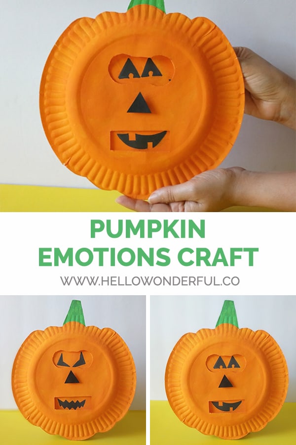 Help kids explore emotions using this simple shapes of jack-o-lantern faces with this fun seaosnal pumpkins emotion craft!
