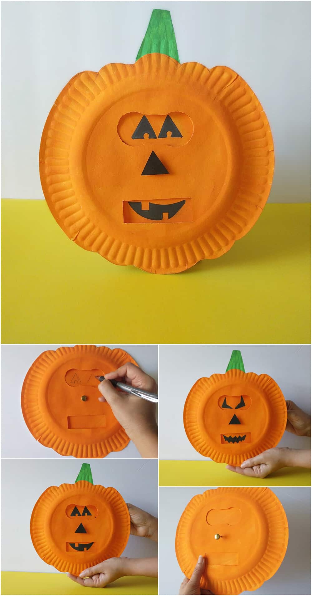 Help kids explore emotions using this simple shapes of jack-o-lantern faces with this fun seaosnal pumpkins emotion craft!