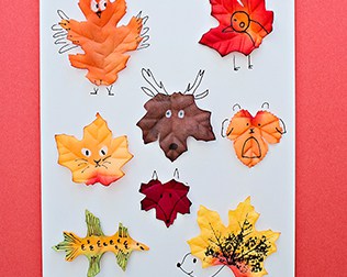 LEAF ANIMAL ART WITH TEMPLATE - hello, Wonderful