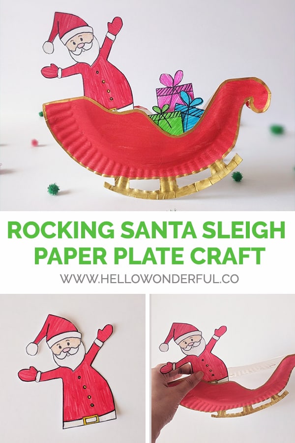 Make a rocking Santa sleigh out of a paper plate! A cute holiday craft for kids via hello, Wonderful. 