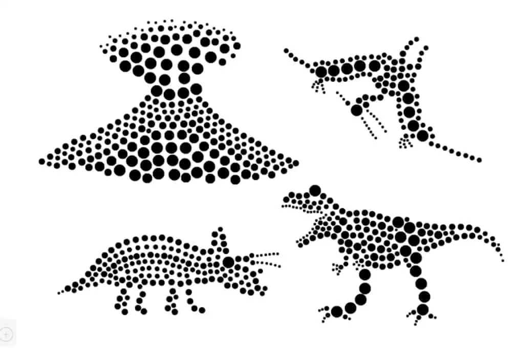 Create fun dinosaur pointillism art with a free template!