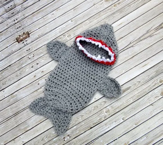 crocheted newborn baby shark costume