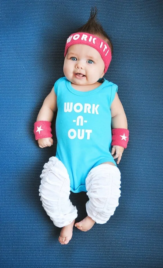 80s workout newborn baby costume