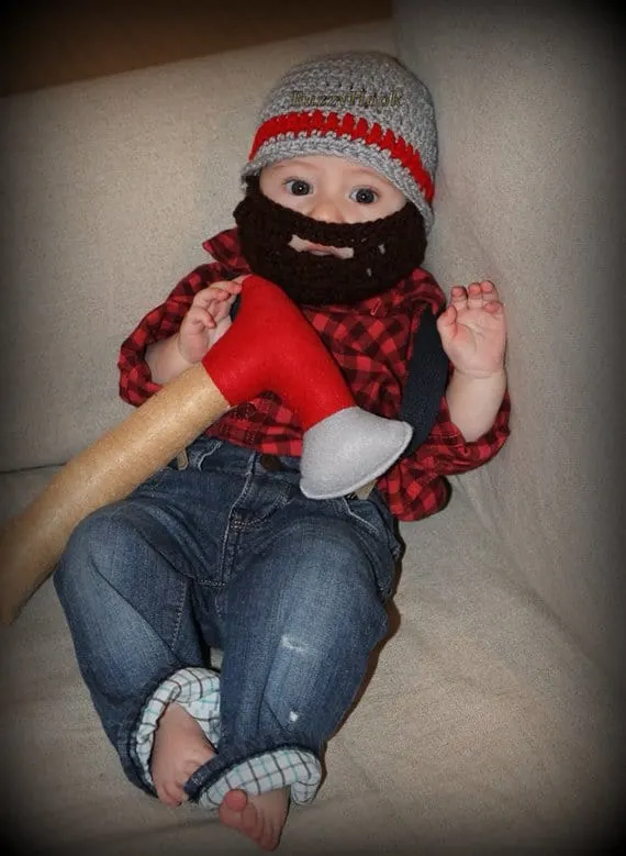 newborn baby crocheted hat with beard