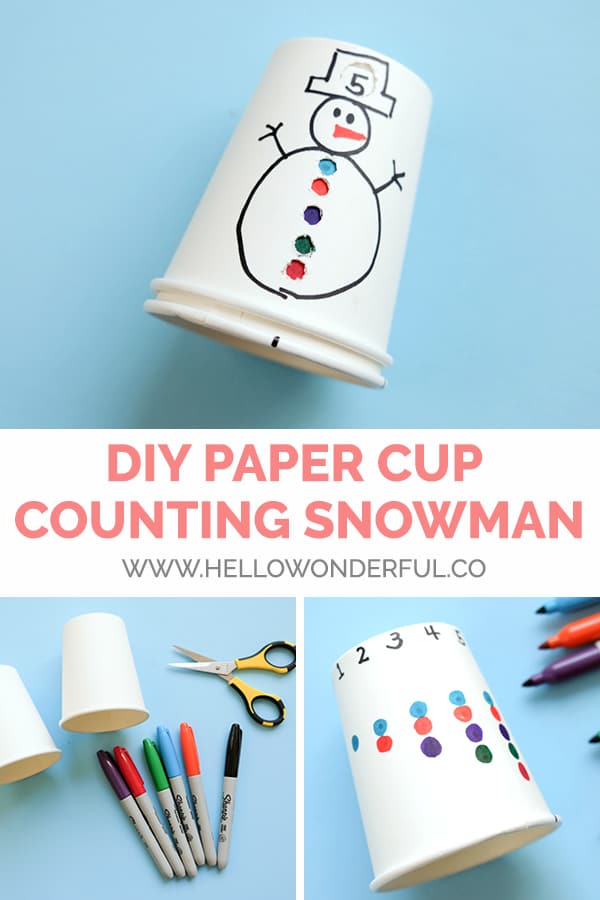 Toddlers are going to have so much fun learning how to count from 1 to 5 with this DIY paper cup snowman! 