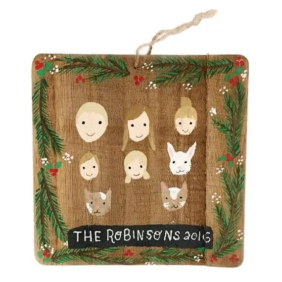 wooden ornament family portrait idea