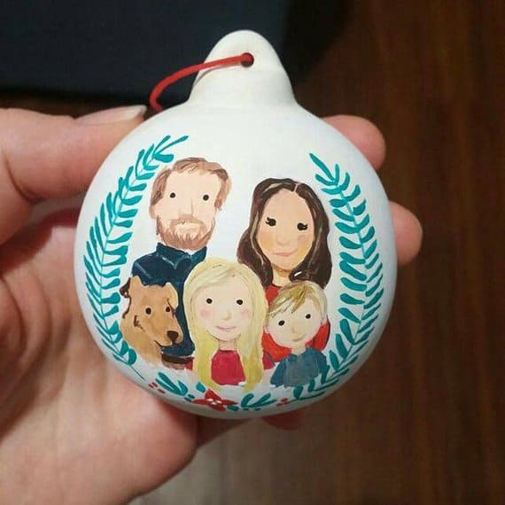 Hand Painted Family Portrait Ornament idea