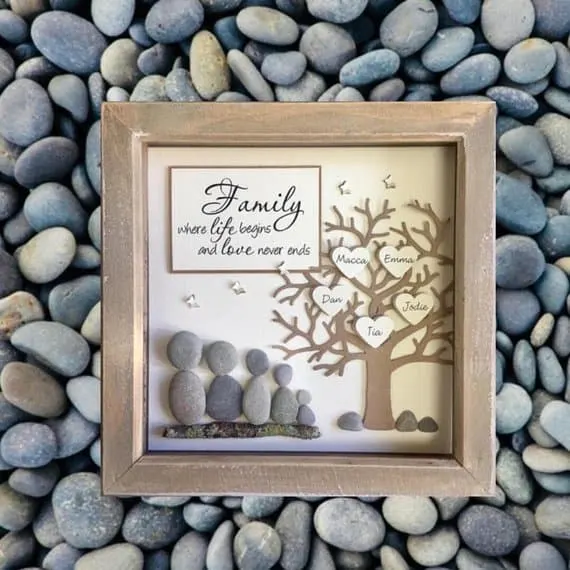 pebble rock family portrait idea