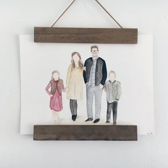 watercolor family portrait idea