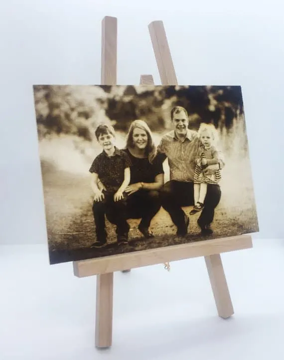 wood etched family portrait idea