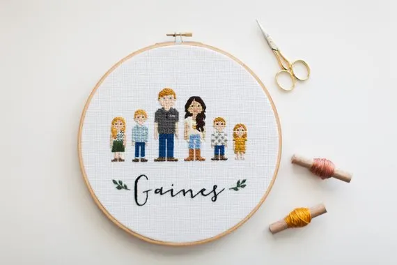 cross stitch family portrait idea