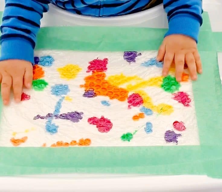 BABY MESS FREE BUBBLE WRAP PAINTING - hello, Wonderful