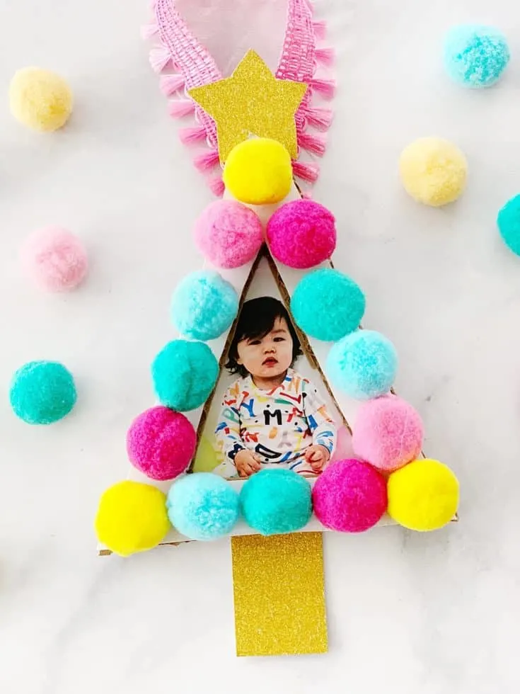 POM POM TREE PHOTO ORNAMENT CRAFT