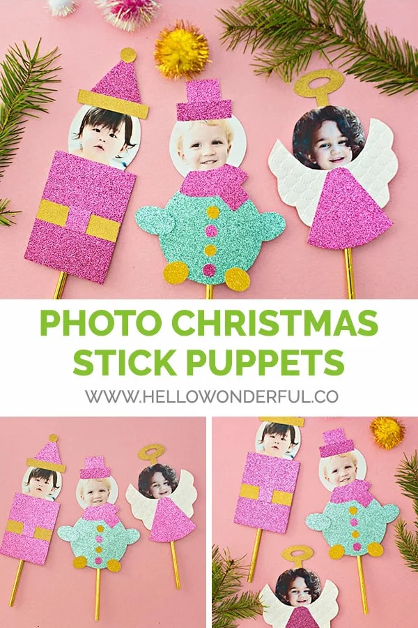 DIY Photo Christmas Stick Puppet Craft