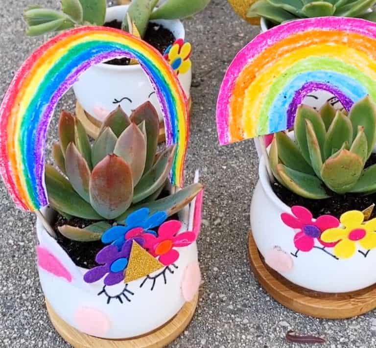 DIY UNICORN PLANTERS WITH EARTH DAY TEMPLATE