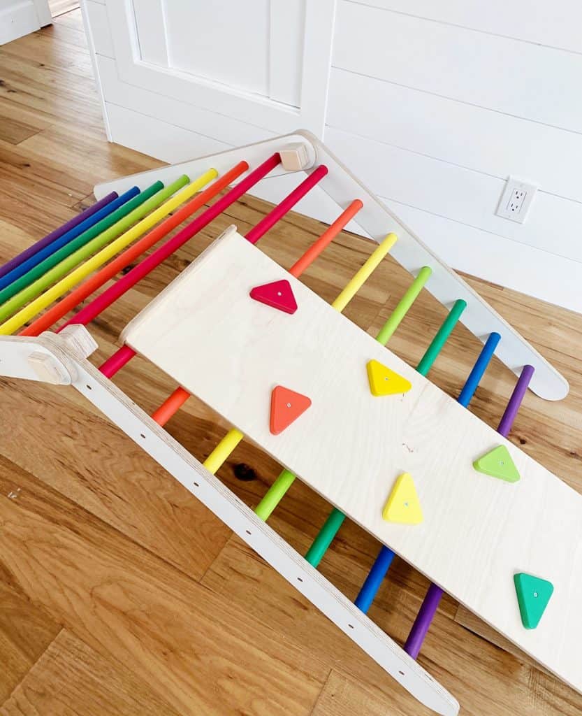 Rainbow Pikler Triangle. Gross motor skills for toddlers and preschoolers. 