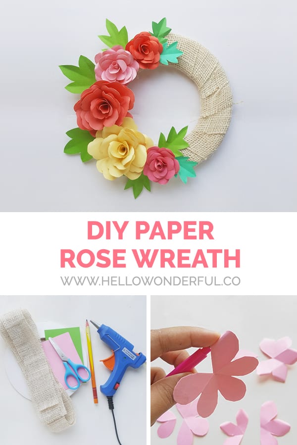 Make a lovely DIY paper rose wreath - perfect for Mother's Day or spring decor!