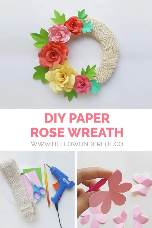 Make a lovely DIY paper rose wreath - perfect for Mother's Day or spring decor!