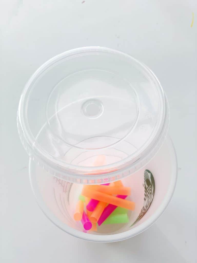 Cup and Straw Fine Motor Skills Activity For Babies And Toddlers